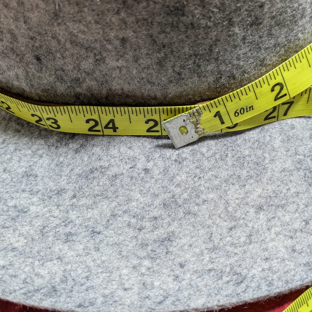 Women's Heather Gray‎ Wool Winter Boho Floppy Hat W/Faux Leather Detail